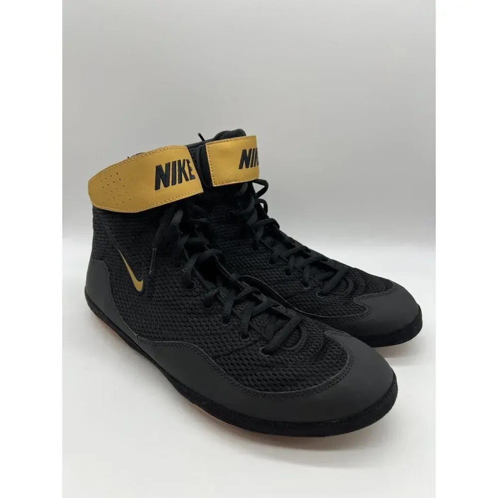 Nike Inflict 3 Wrestling Boxing Shoes Black Gold 325256-004 Men's Size 14